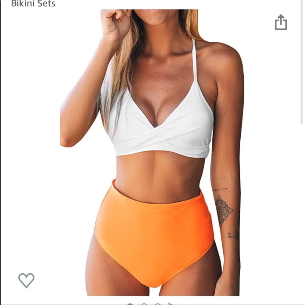 Cupshe High Waisted Orange Bikini Bottoms